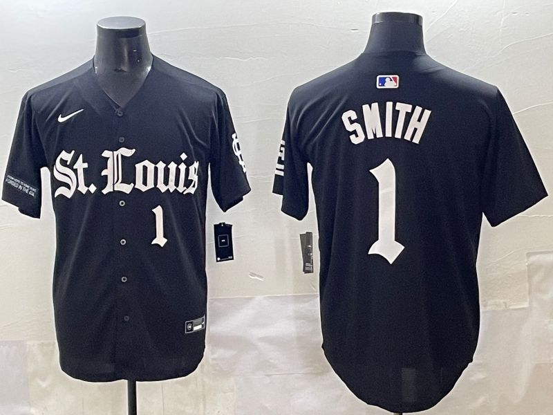 Men 2025 St.Louis Cardinals #1 Smith Black Five generations Joint Name Nike MLB Jersey style 4->st.louis cardinals->MLB Jersey